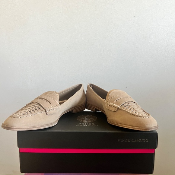 Vince Camuto Woven Leather or Suede Penny Loafers - Caylas - Picture 3 of 5